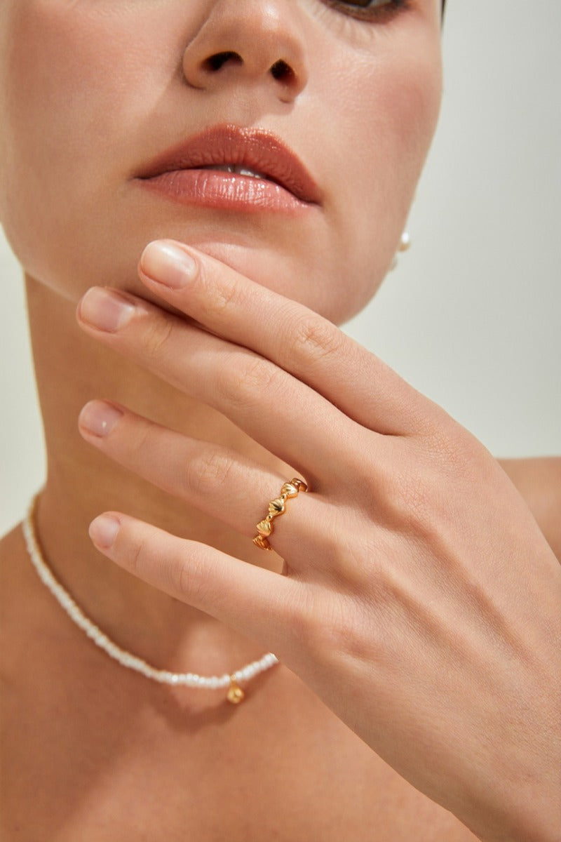 925-Silver-Ring-Vintage-Gold-Small-Shell-Shape