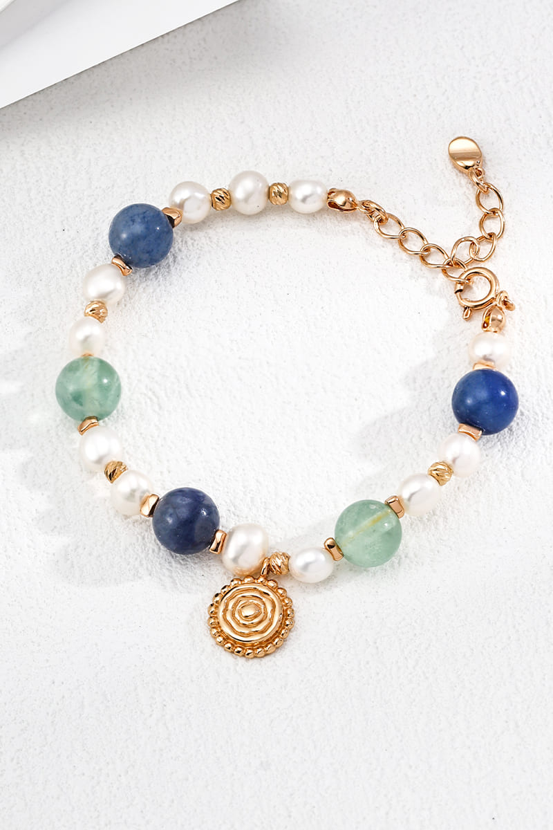 925-Silver-Vintage-Pearl-Blue-Bead-Bracelet