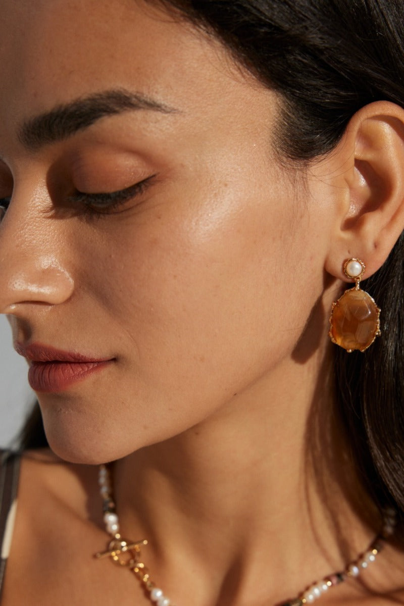 Pearl-Dangles-Earrings-Resin-Drop