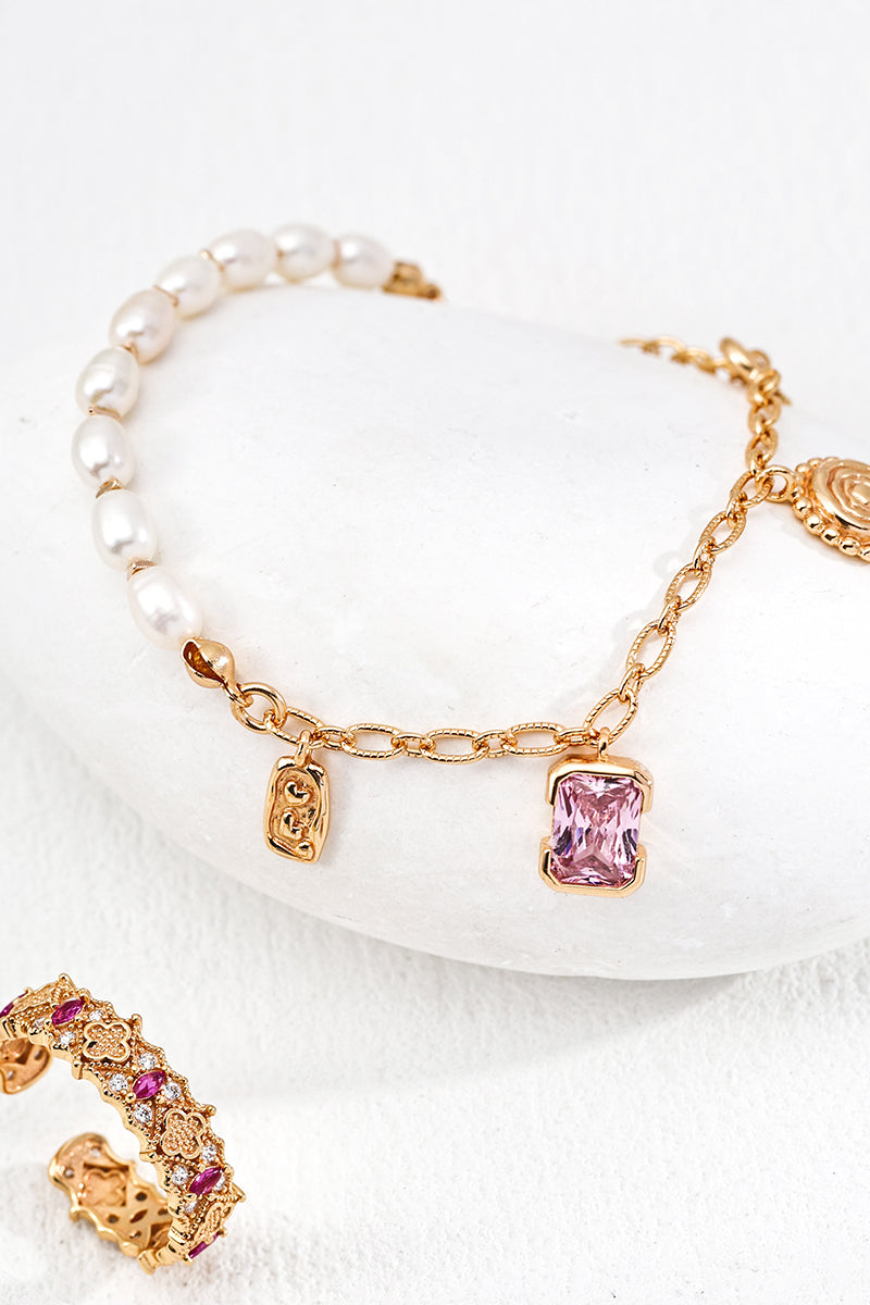 Vintage-Pearl-Zircon-Pendant-Bracelet