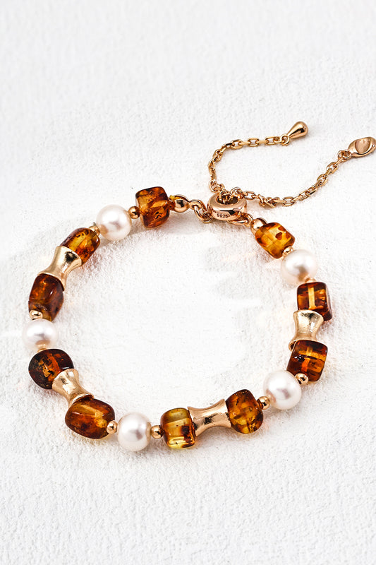 925-Silver-Charm-Bracelet-Vintage-Amber