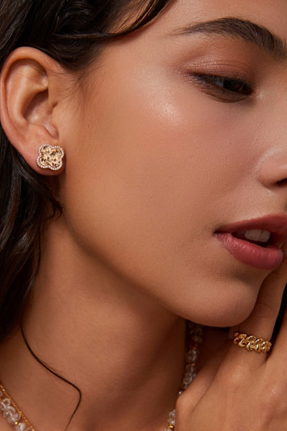 925-Silver-Clover-Earrings-Zircon-Jewelry