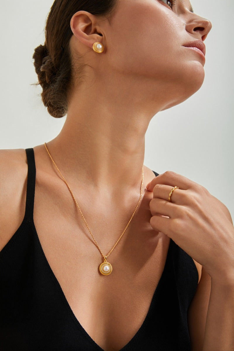 925-Silver-Pearl-Earrings-And-Zirconia-Necklace