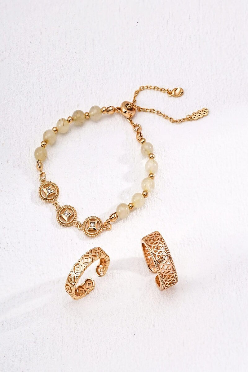 925-Silver-Vintage-Pearl-Bracelet-Gold-Coin-Ring