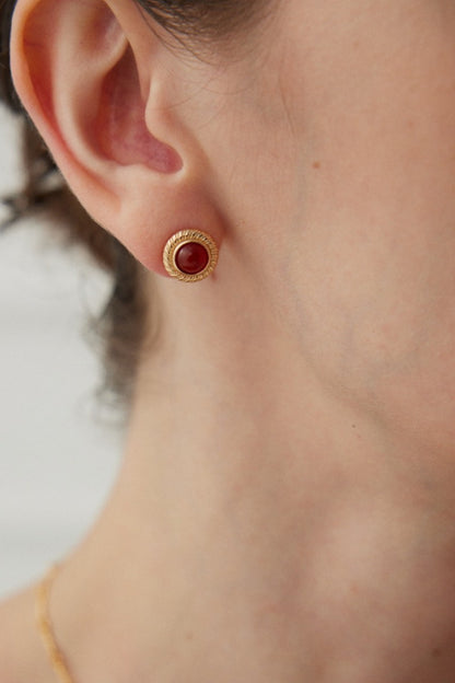 Carnelian-Stud-Earrings-925-Silver-Jewelry