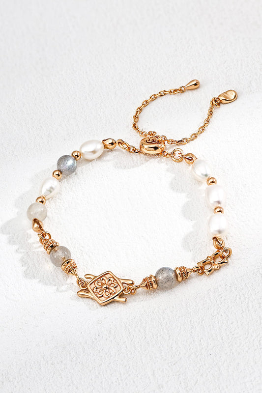 Ladies-Beaded-Bracelets-Vintage-Gray-Moonstone