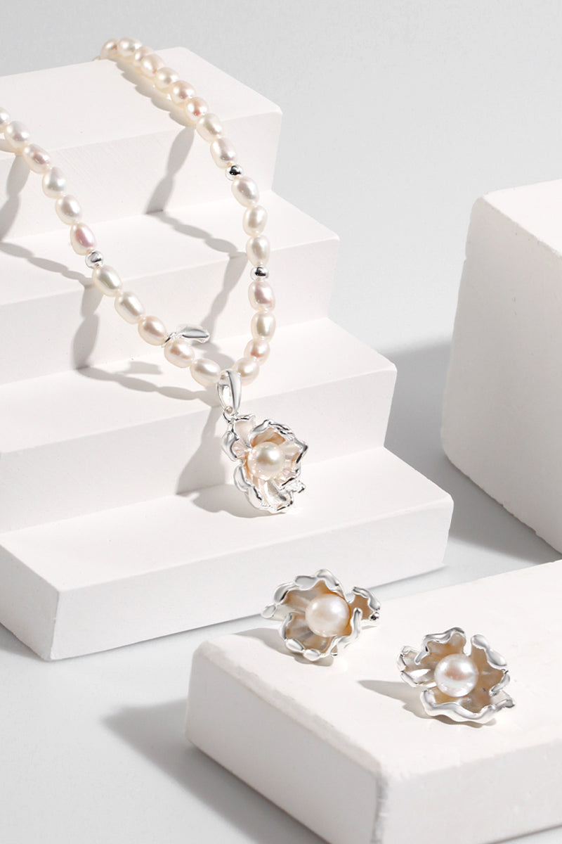 Natural-Pearl-Necklace-Wave-Element-Jewelry-Set