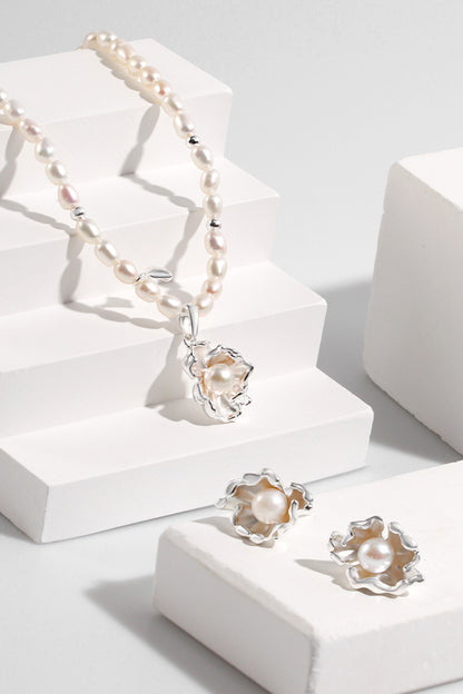 Natural-Pearl-Necklace-Wave-Element-Jewelry-Set