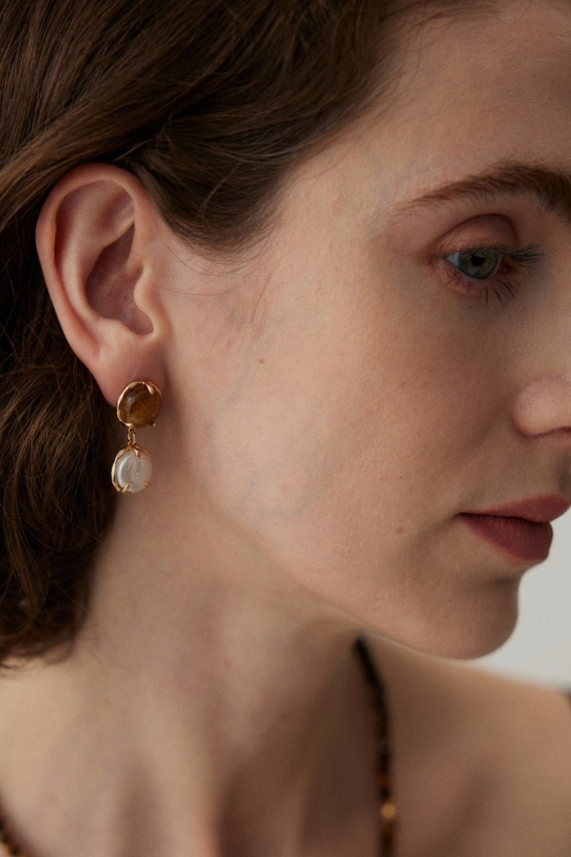 Resin-EarringsGold-Plated-Vintage