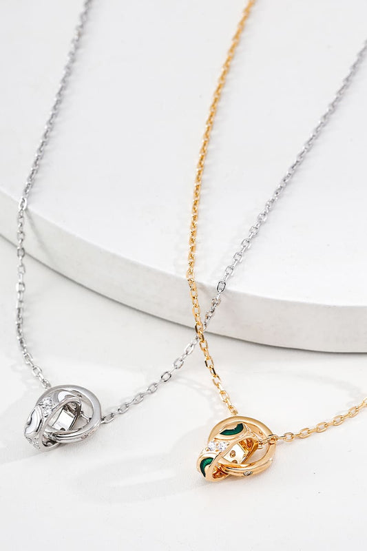 S925-Silver-Chain-Necklace-Double-Ring-Pendant