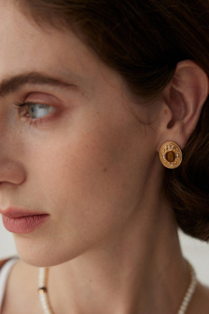 Silver-Earring-Gold-Tiger-Eye-Stone