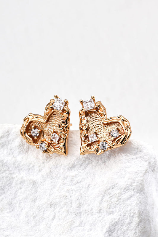 Vintage-Zircon-Gold-Heart-Stud-Earrings